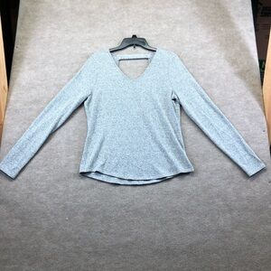 White House Black Market Gray Cut Out Back Sweater Top Women's  Medium